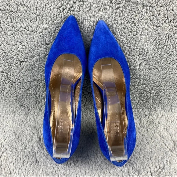 Bcbgeneration shoe heels Pump‎ Womens 6 B Blue Suede Pointed Toe Kitten Heels - Picture 6 of 13